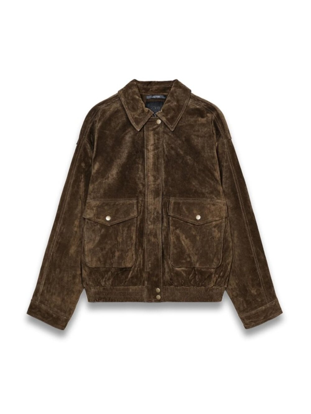 Zara 100% SUEDE LEATHER BOMBER JACKET WITH POCKETS SMALL